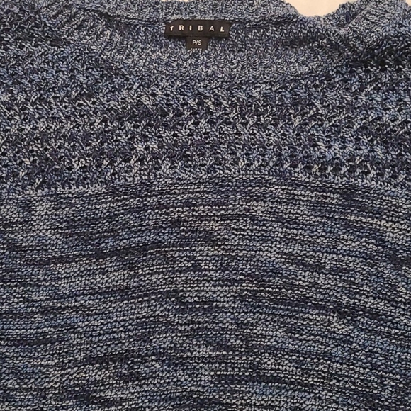 Tribal Blue Knit Fringe Sweater Small - Picture 5 of 7